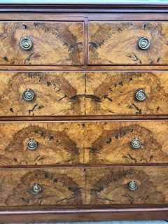 French 19th Century Louis Philippe Burl Walnut Chest of Drawers / Commode