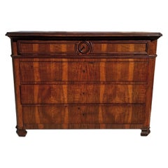 French 19th Century Louis Philippe Burl Walnut Chest of Drawers / Commode