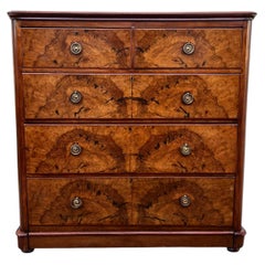 French 19th Century Louis Philippe Burl Walnut Chest of Drawers / Commode
