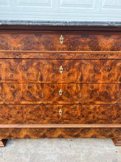 French 19th Century Louis Philippe Burl Walnut Marble Top Commode