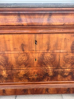 French 19th Century Louis Philippe Burl Walnut Marble Top Commode