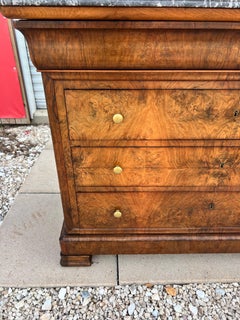 French 19th Century Louis Philippe Burl Walnut Marble Top Commode