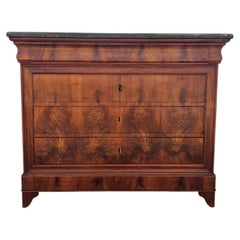 French 19th Century Louis Philippe Burl Walnut Marble Top Commode