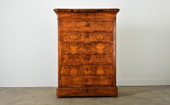 French 19th Century Louis Philippe Burl Walnut Tall Chest