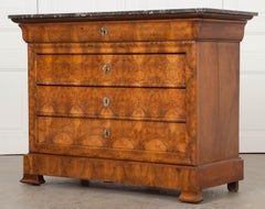 French 19th Century Louis Philippe Burled Elmwood Commode