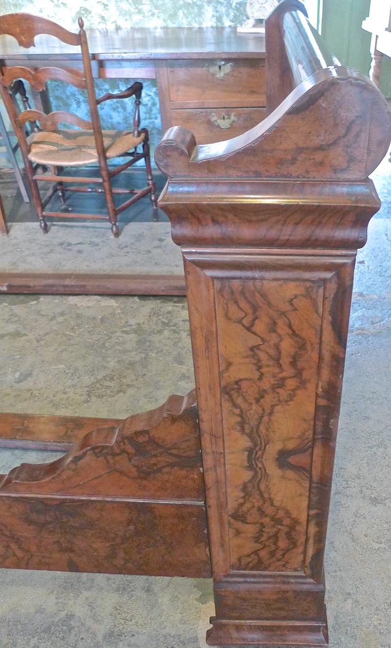 Stained French 19th Century Louis Philippe Burled Walnut Sleigh-Bed