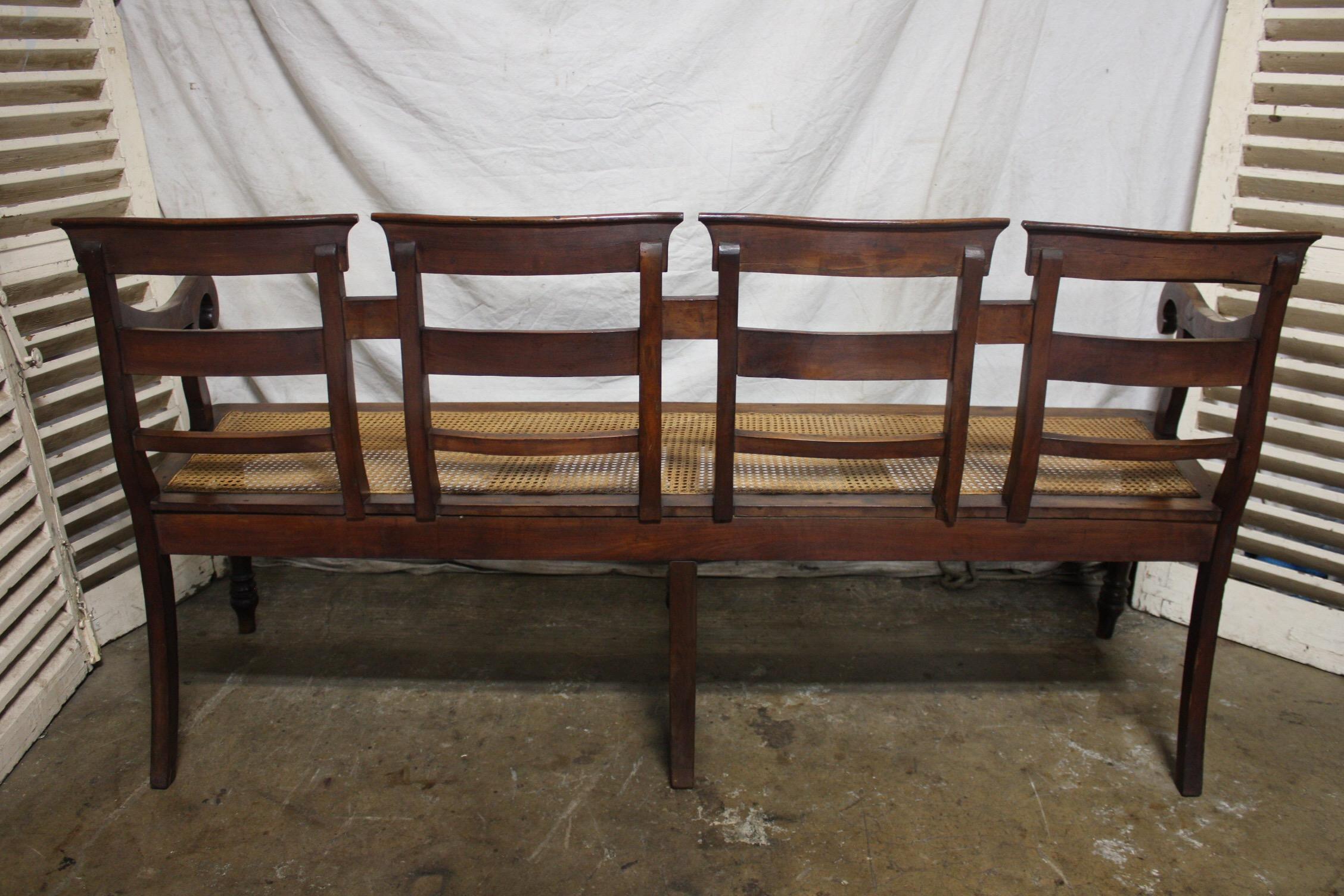 French 19th Century Louis-Philippe Cane Settee 7