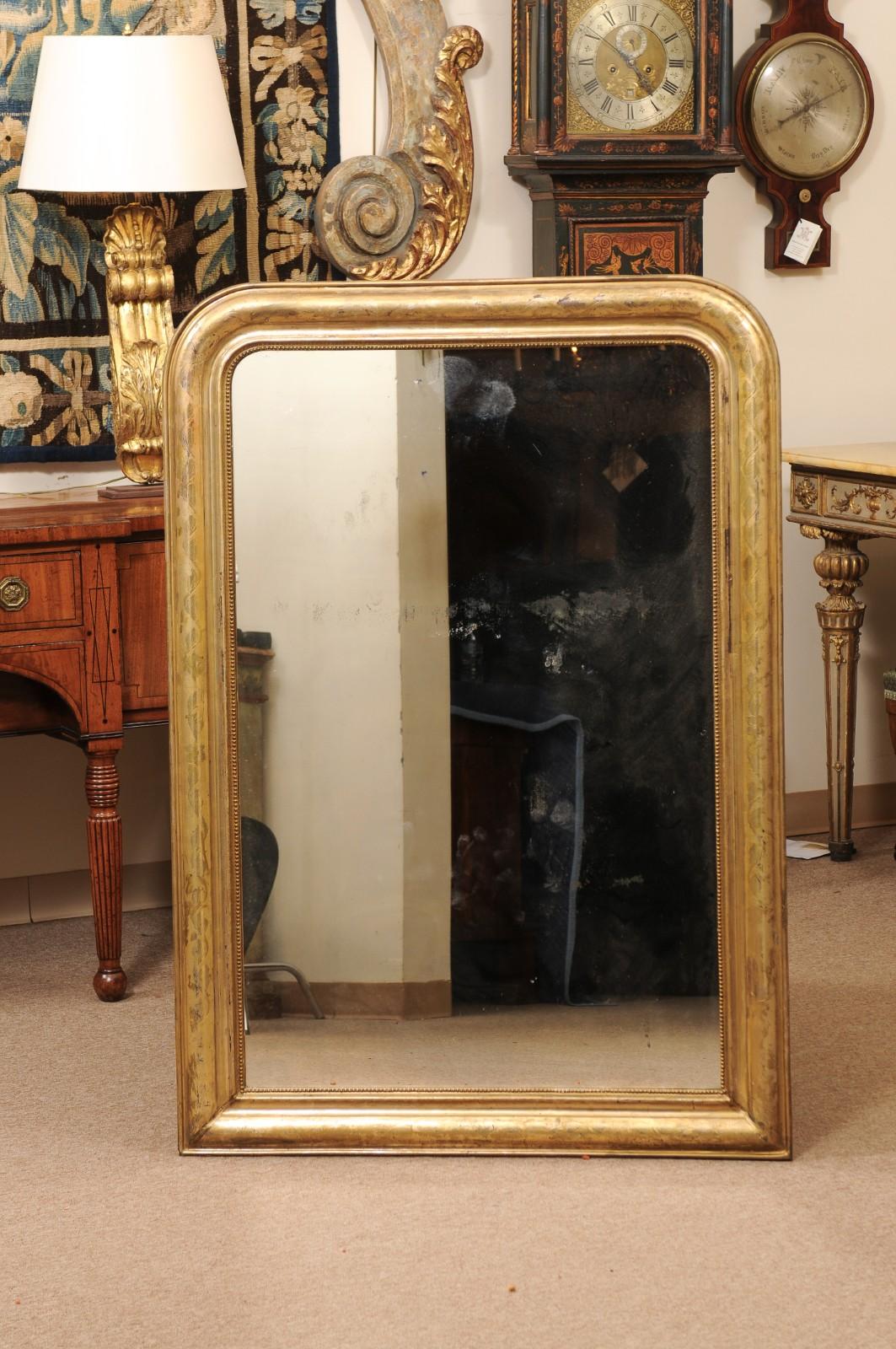 Francese Specchio in legno dorato francese Louis Philippe del XIX secolo in vendita