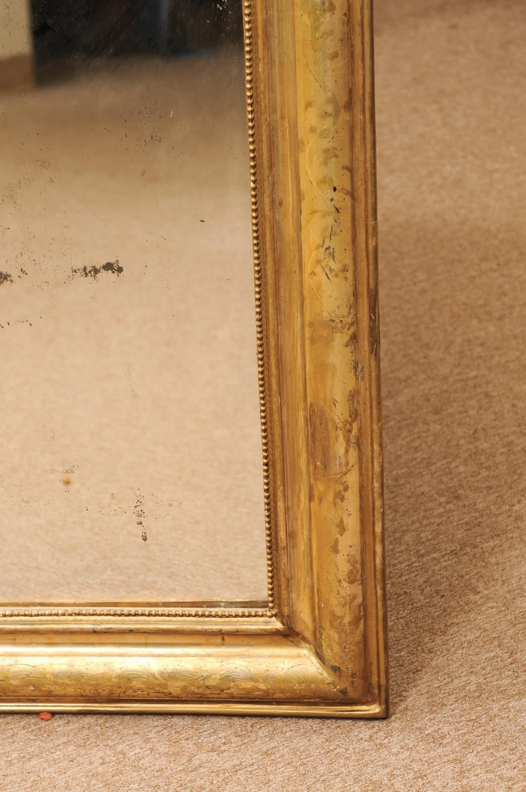 Specchio in legno dorato francese Louis Philippe del XIX secolo In condizioni discrete in vendita a Atlanta, GA