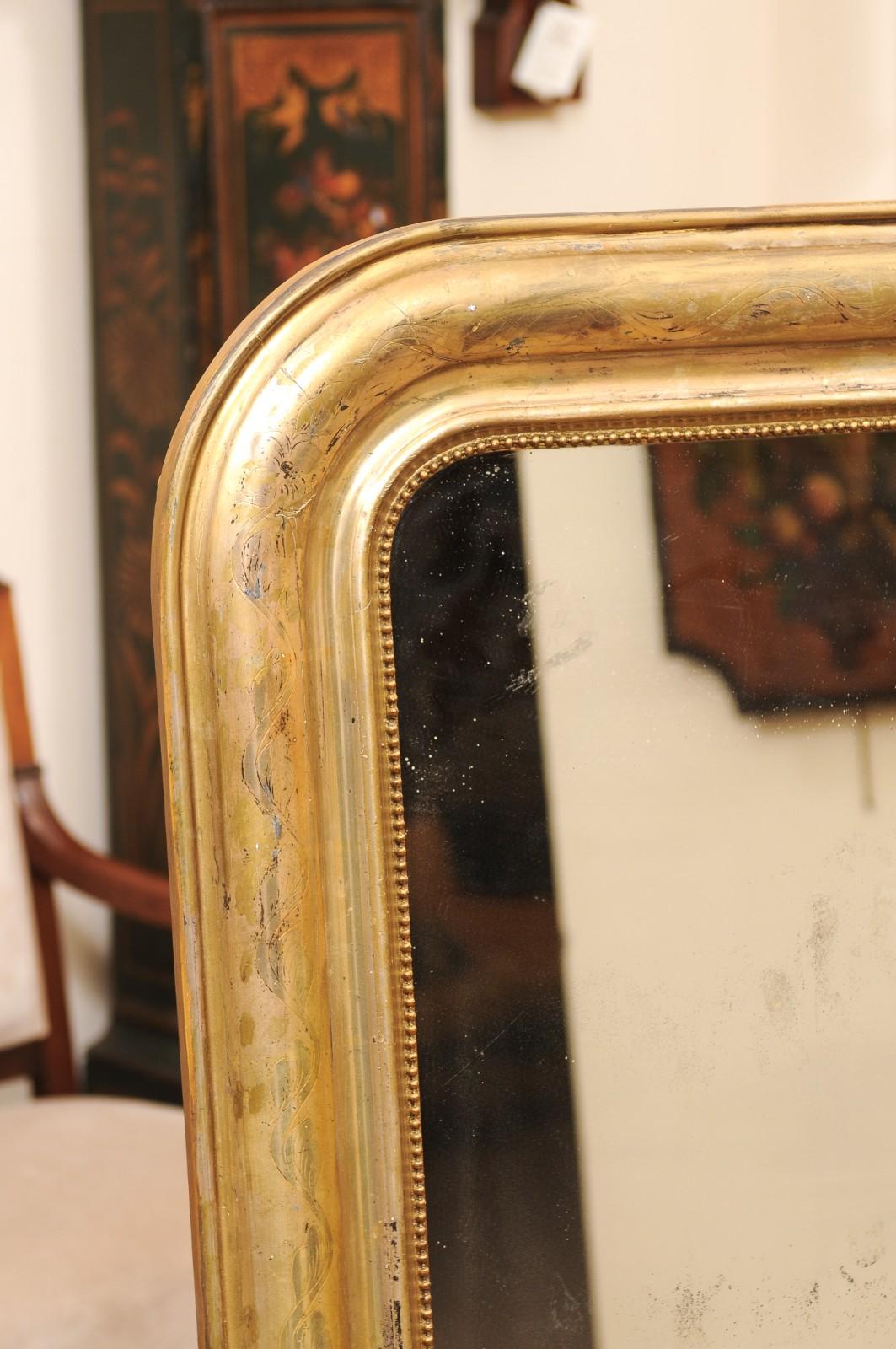 Specchio in legno dorato francese Louis Philippe del XIX secolo in vendita 1