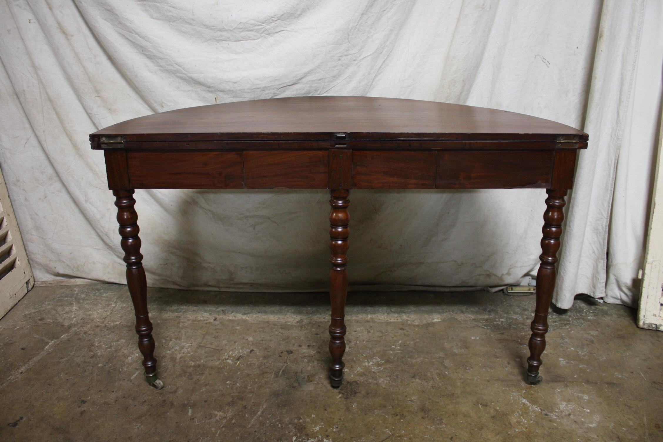 Marquetry French 19th Century Louis-Philippe Demi-Lune Table For Sale