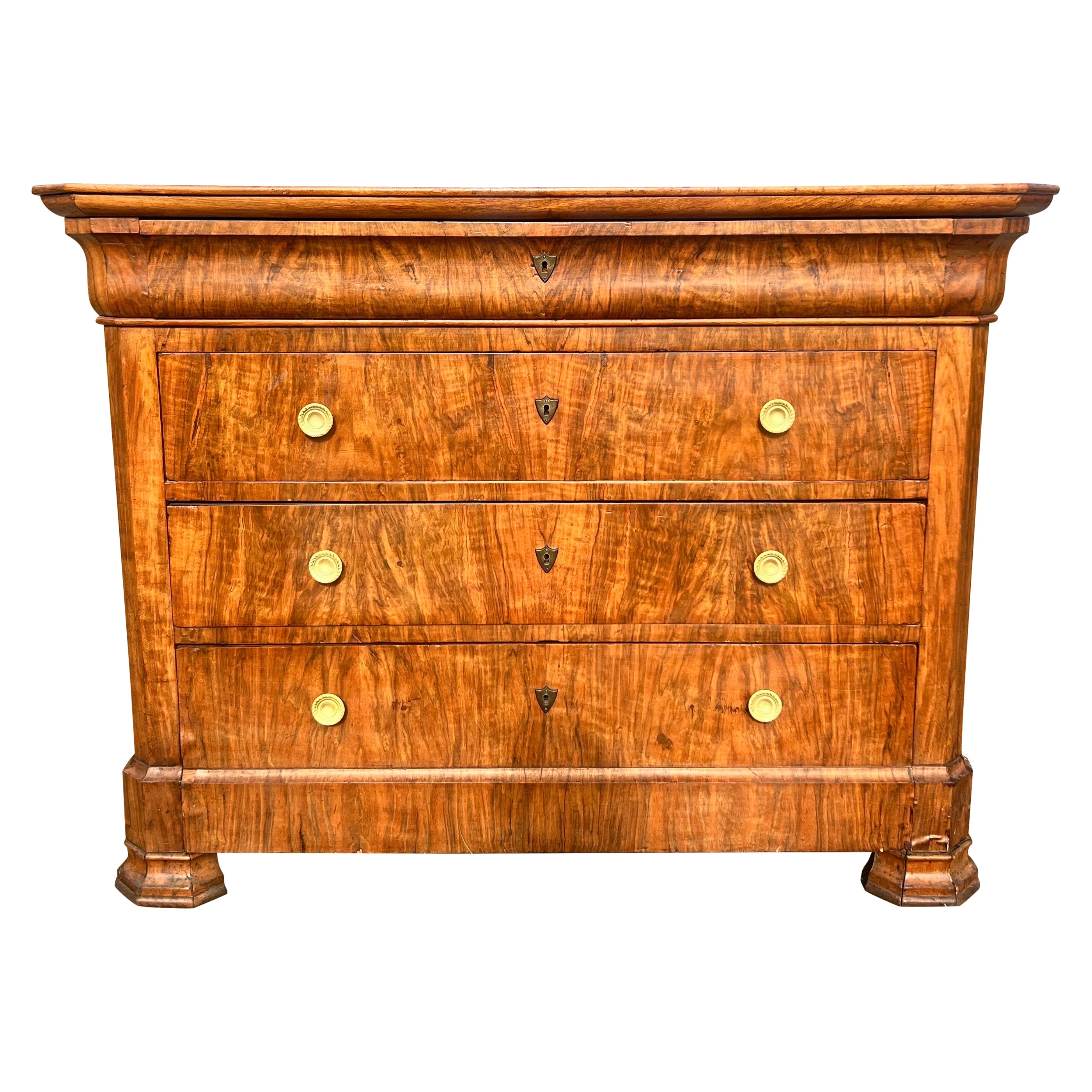 French 19th Century Louis Philippe Flame Mahogany Chest of Drawers