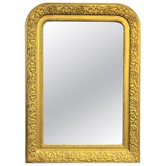 Espejo de pared francés del siglo XIX, de la época de Luis Felipe, de madera dorada