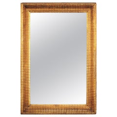 Louis Philippe Gold Leaf Giltwood Ribbed Carving Mirror