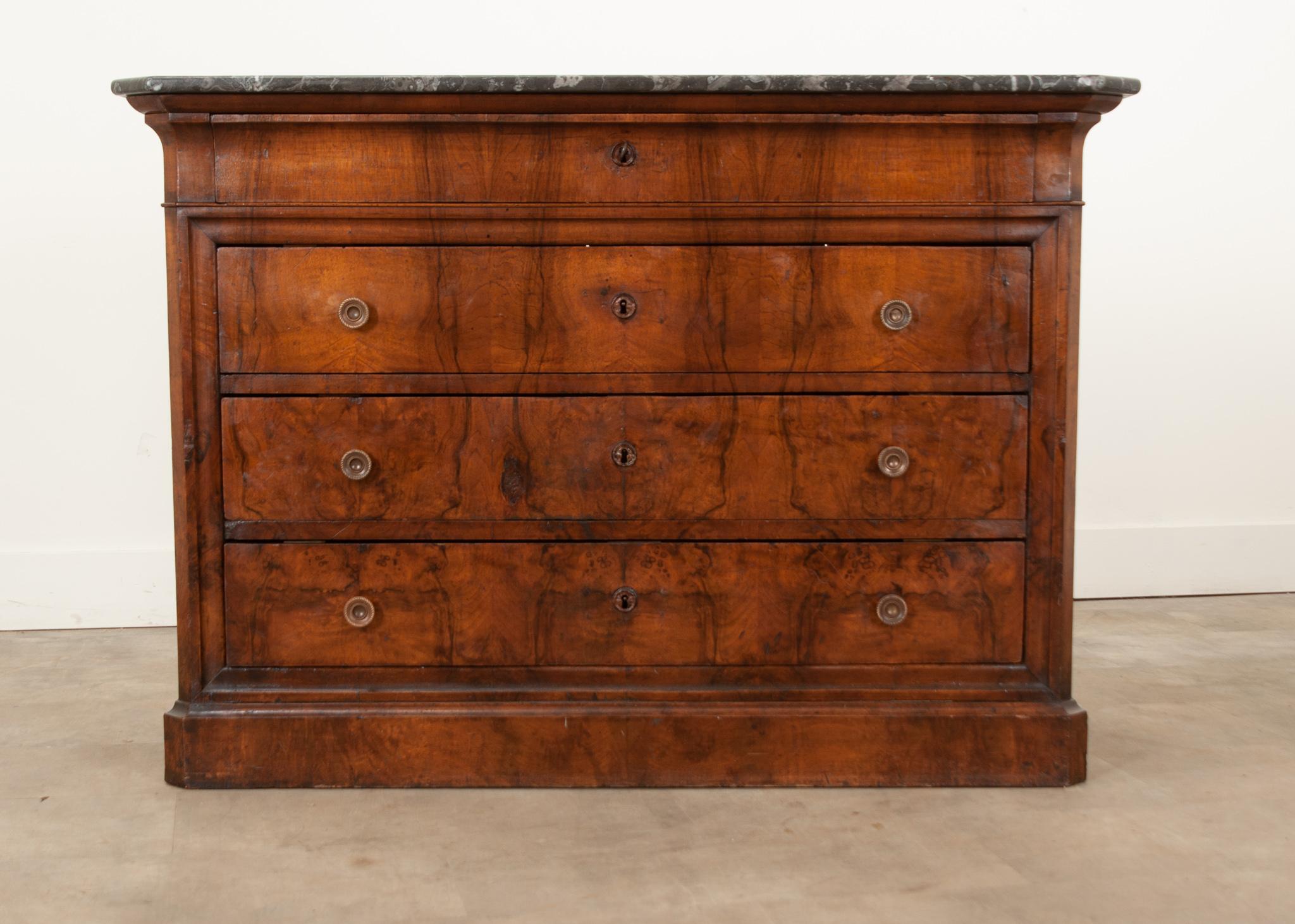 Hand-Carved French 19th Century Louis Philippe Mahogany Commode For Sale