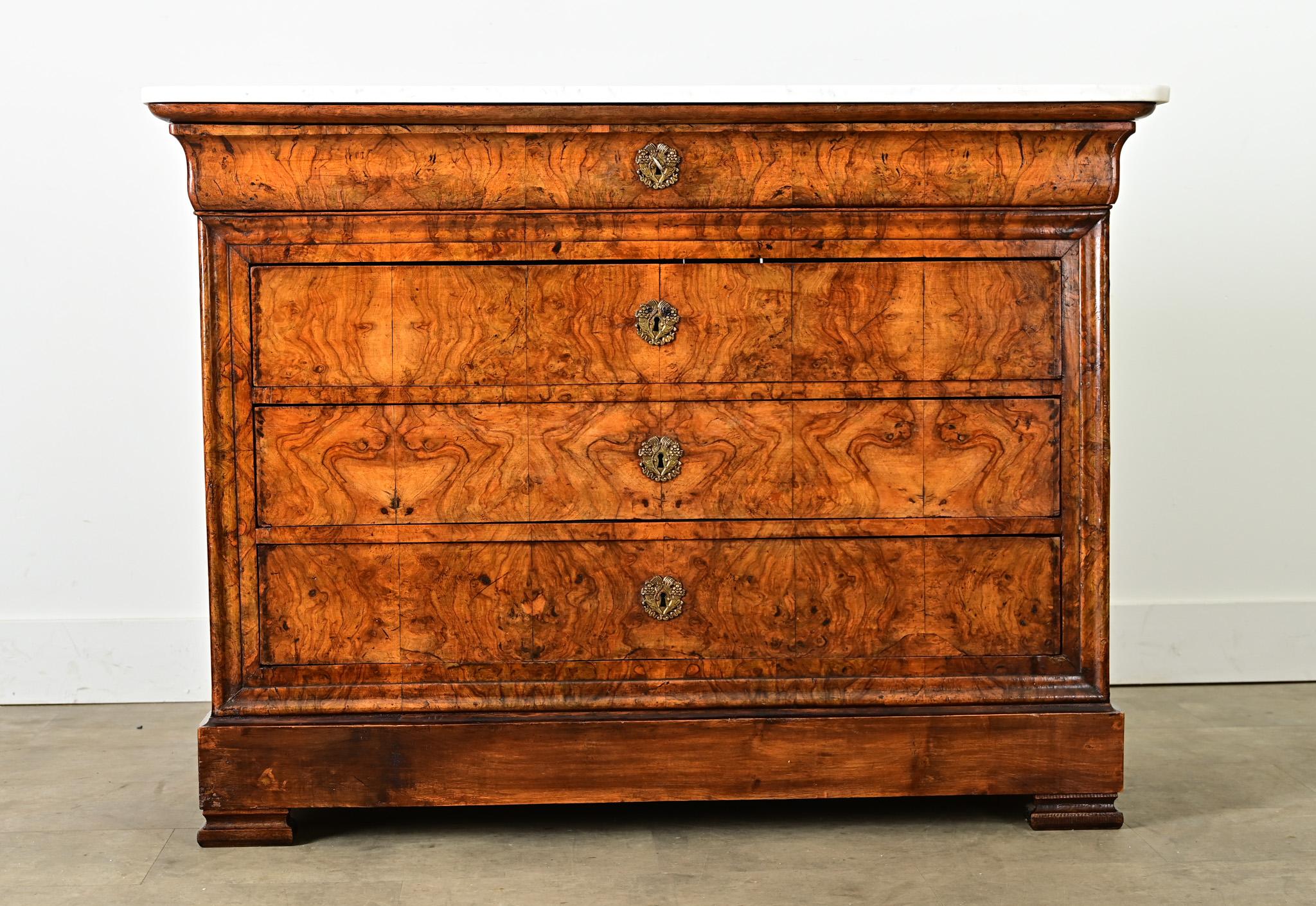 French 19th Century Louis Philippe Marble Top Commode In Good Condition For Sale In Baton Rouge, LA