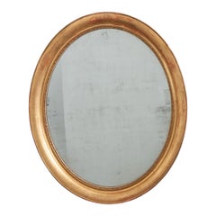 French 19th Century Louis Philippe Oval Giltwood Mirror