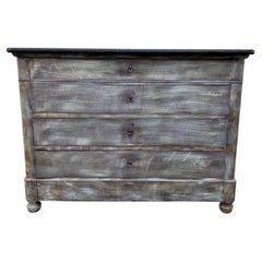 French 19th Century Louis Philippe Painted Marble Top Walnut Commode