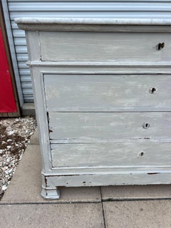 French 19th Century Louis Philippe Painted Walnut Marble Top Commode