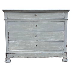French 19th Century Louis Philippe Painted Walnut Marble Top Commode