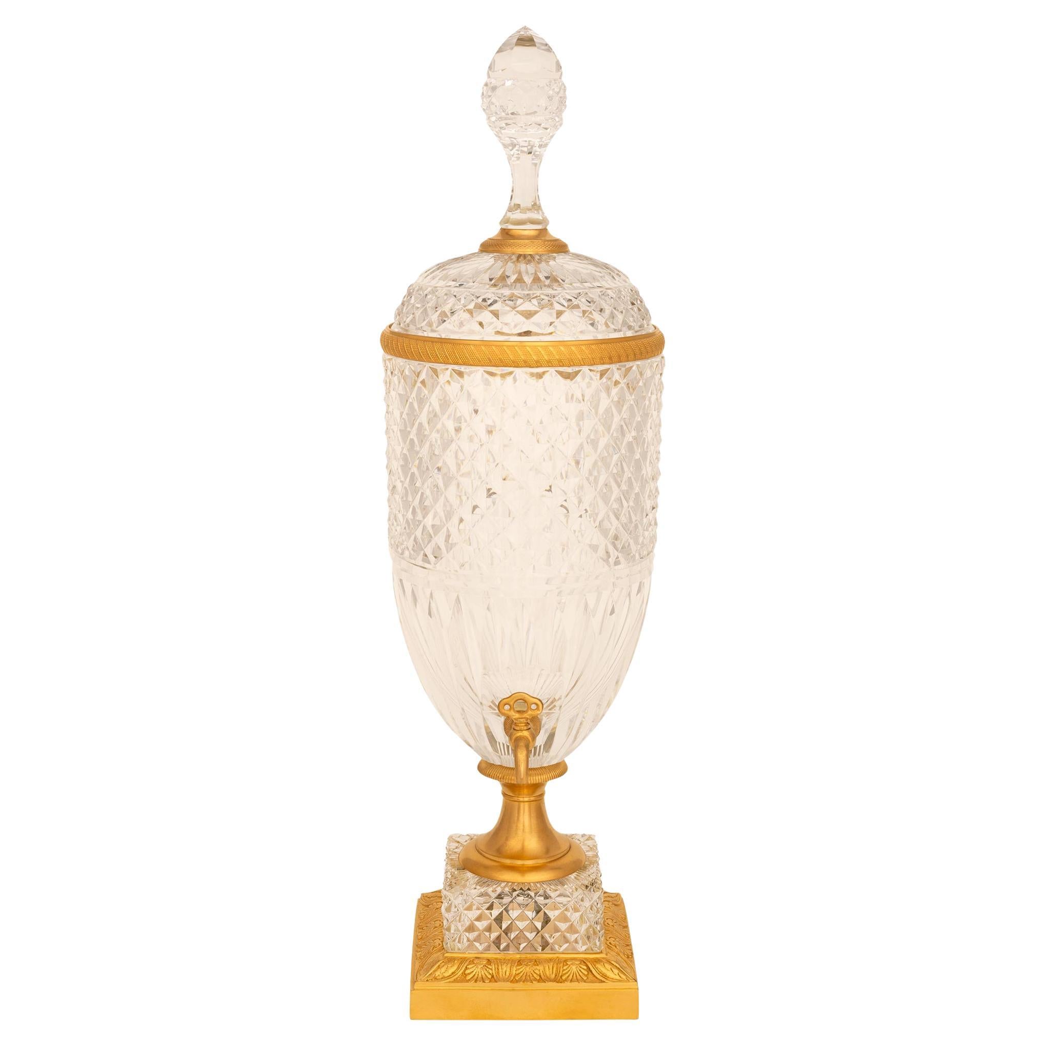 French 19th century Louis Philippe Period Baccarat Crystal and Ormolu fountain