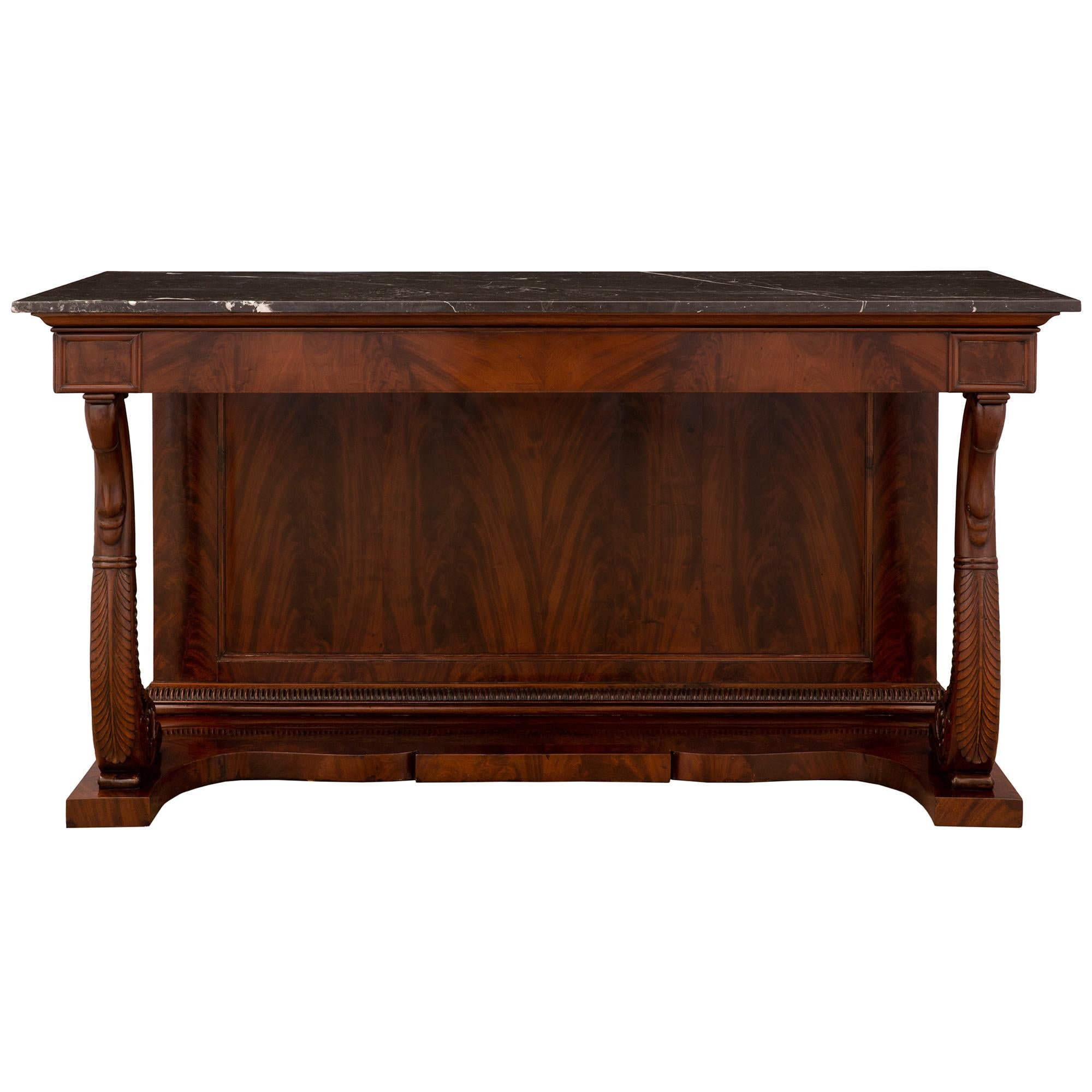French 19th Century Louis Philippe Period Mahogany and Marble Console For Sale