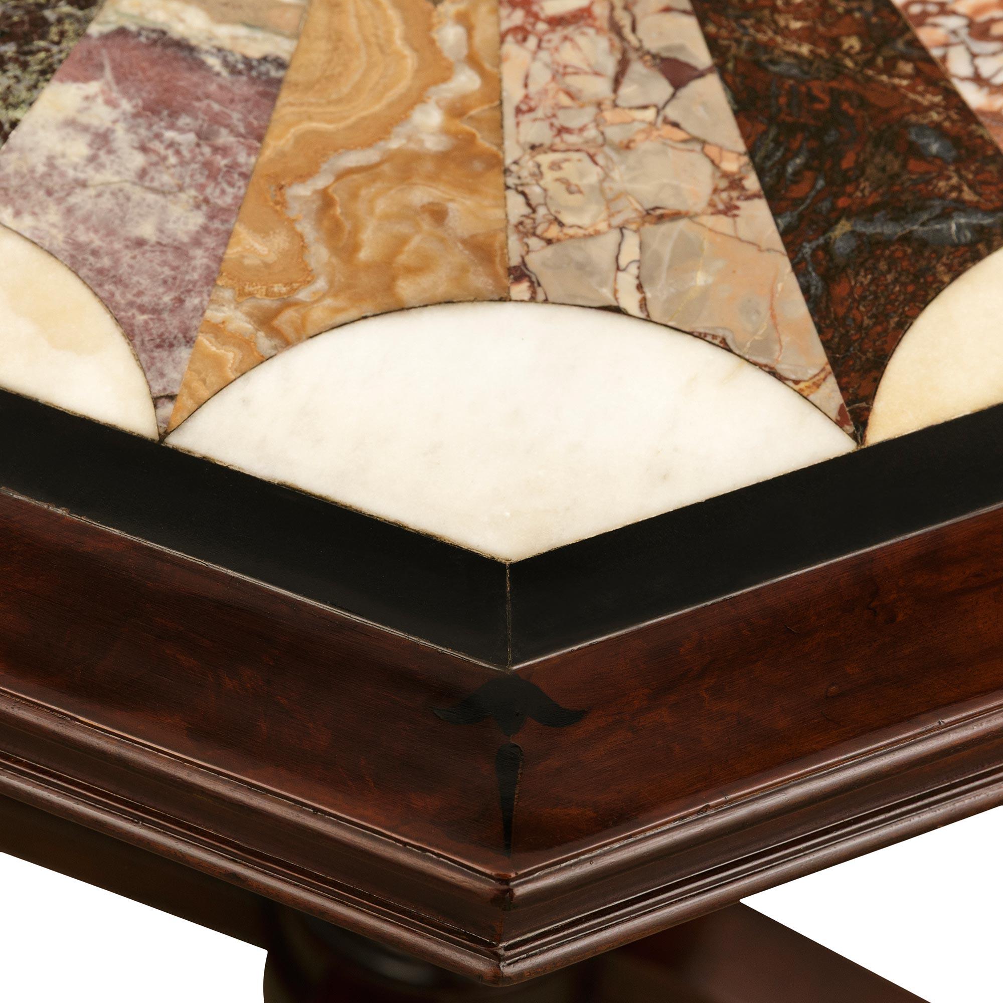 19th Century French 19th century Louis Philippe Period Mahogany and Specimen Marble table For Sale