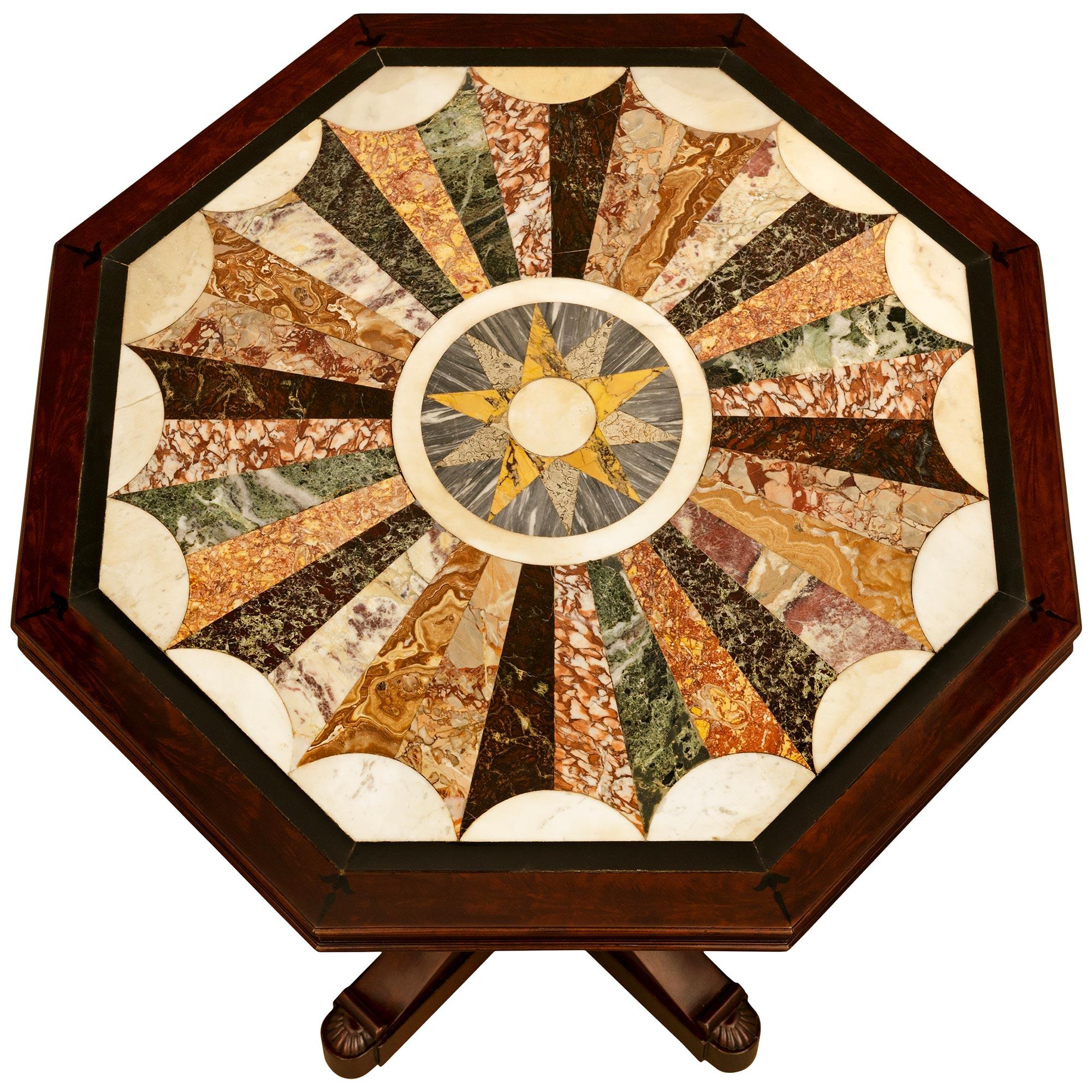 French 19th century Louis Philippe Period Mahogany and Specimen Marble table For Sale 5