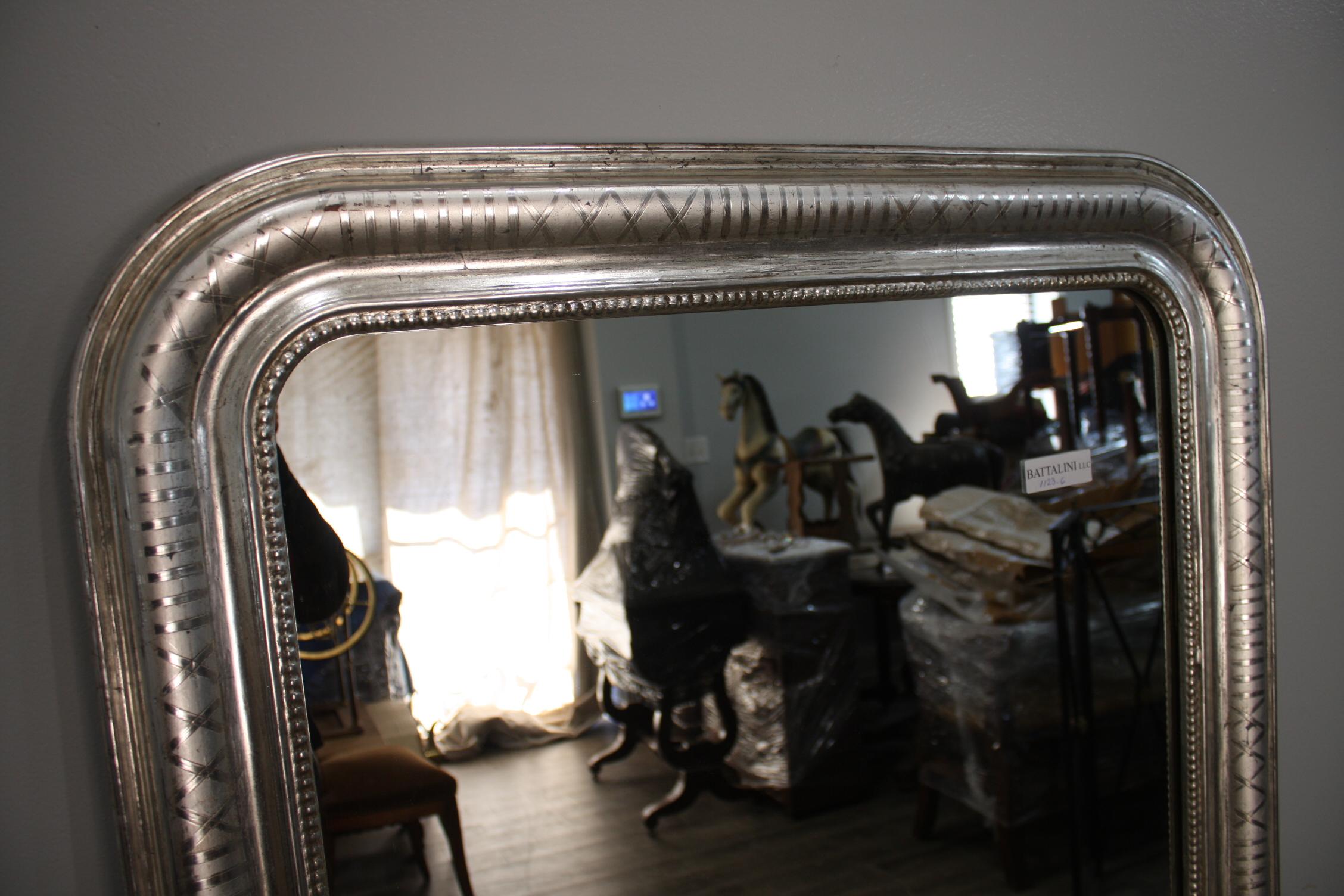 Louis Philippe French 19th Century Louis-Philippe Silver-Leaf Mirror