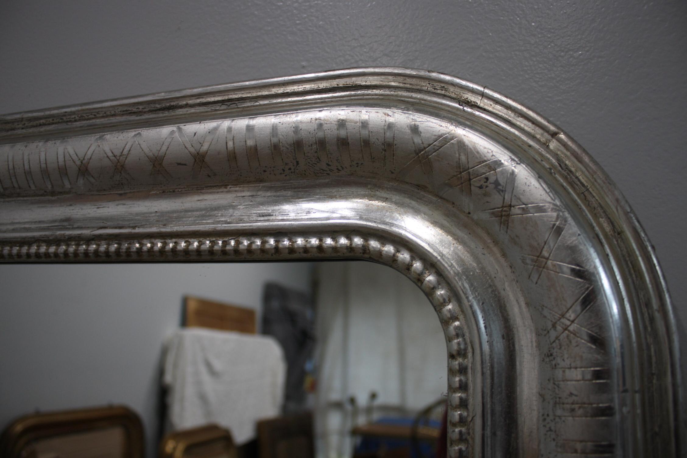 French 19th Century Louis-Philippe Silver-Leaf Mirror In Good Condition In Stockbridge, GA