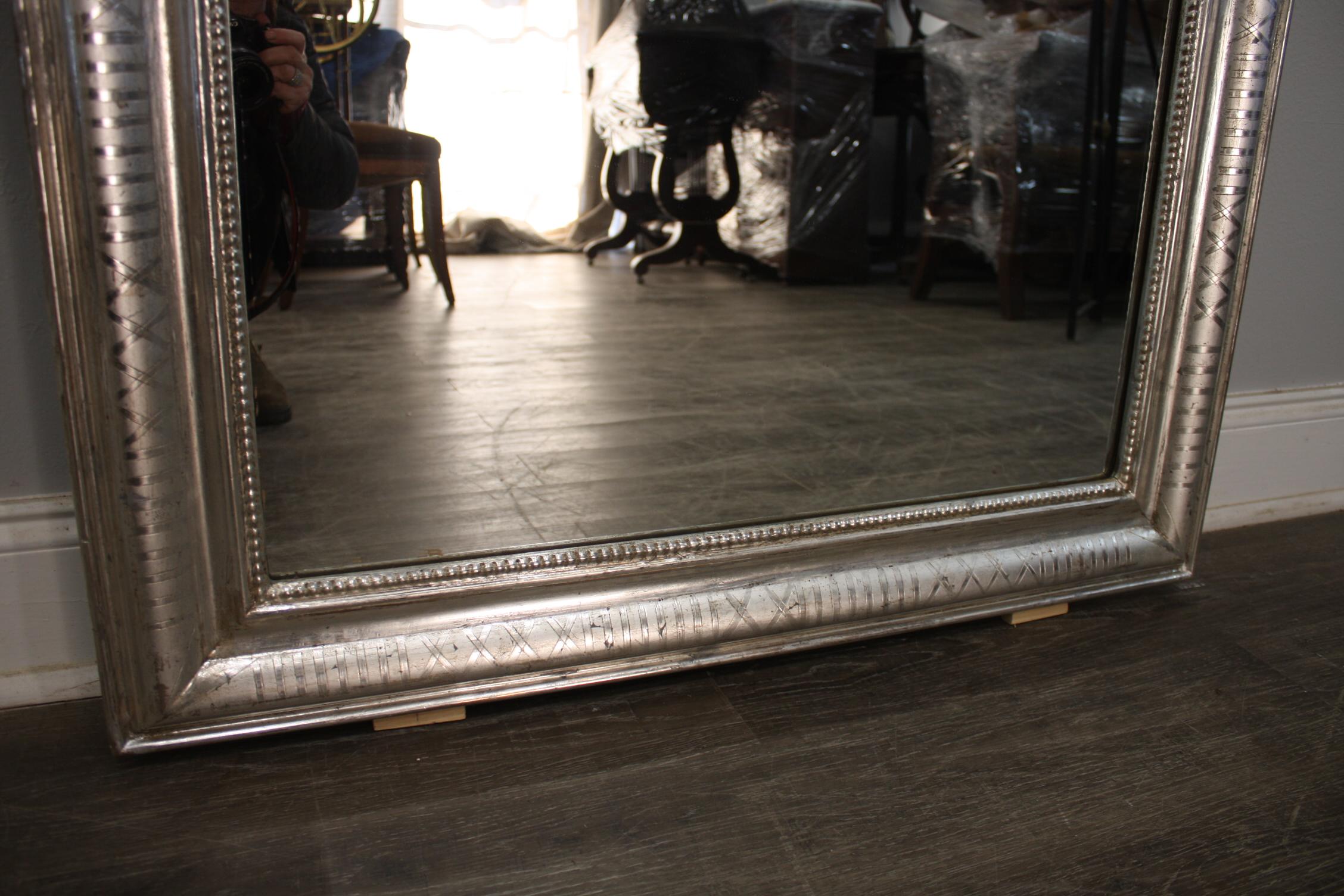 French 19th Century Louis-Philippe Silver-Leaf Mirror 3