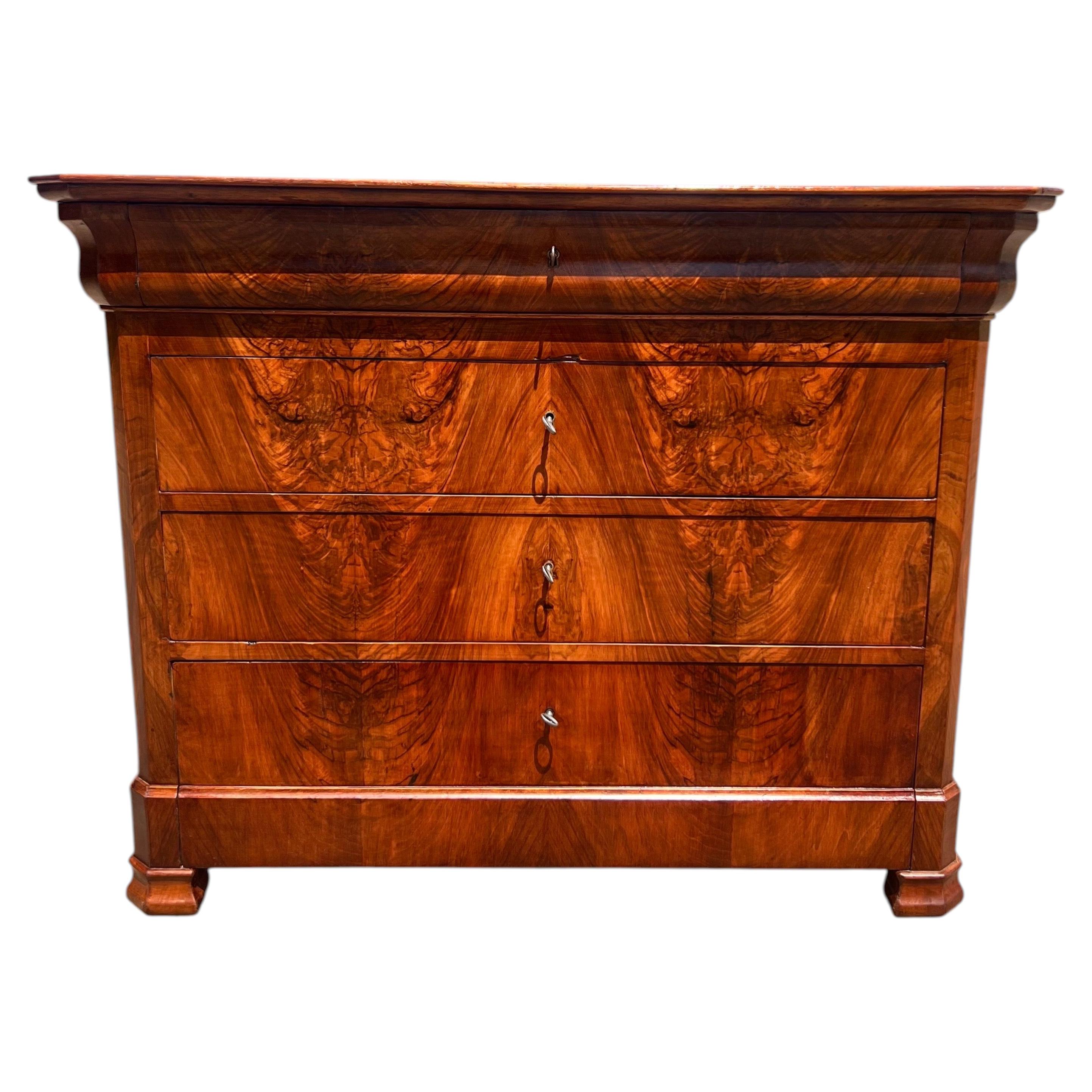 French 19th Century Louis Philippe Solid Walnut Chest of Drawers / Commode For Sale