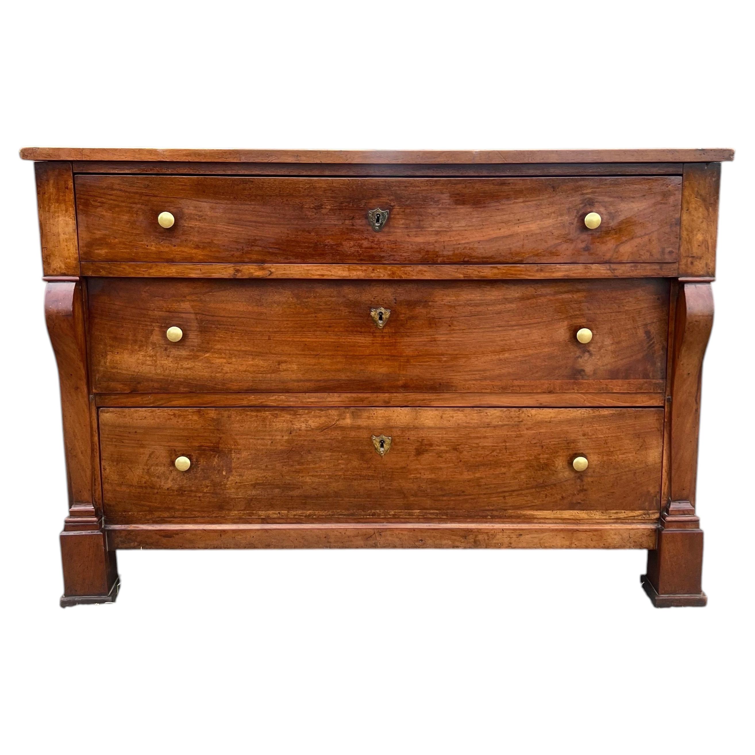 French 19th Century Louis Philippe Solid Walnut Chest of Drawers / Commode