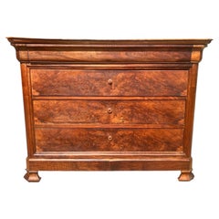 French 19th Century Louis Philippe Solid Walnut Chest of Drawers / Commode