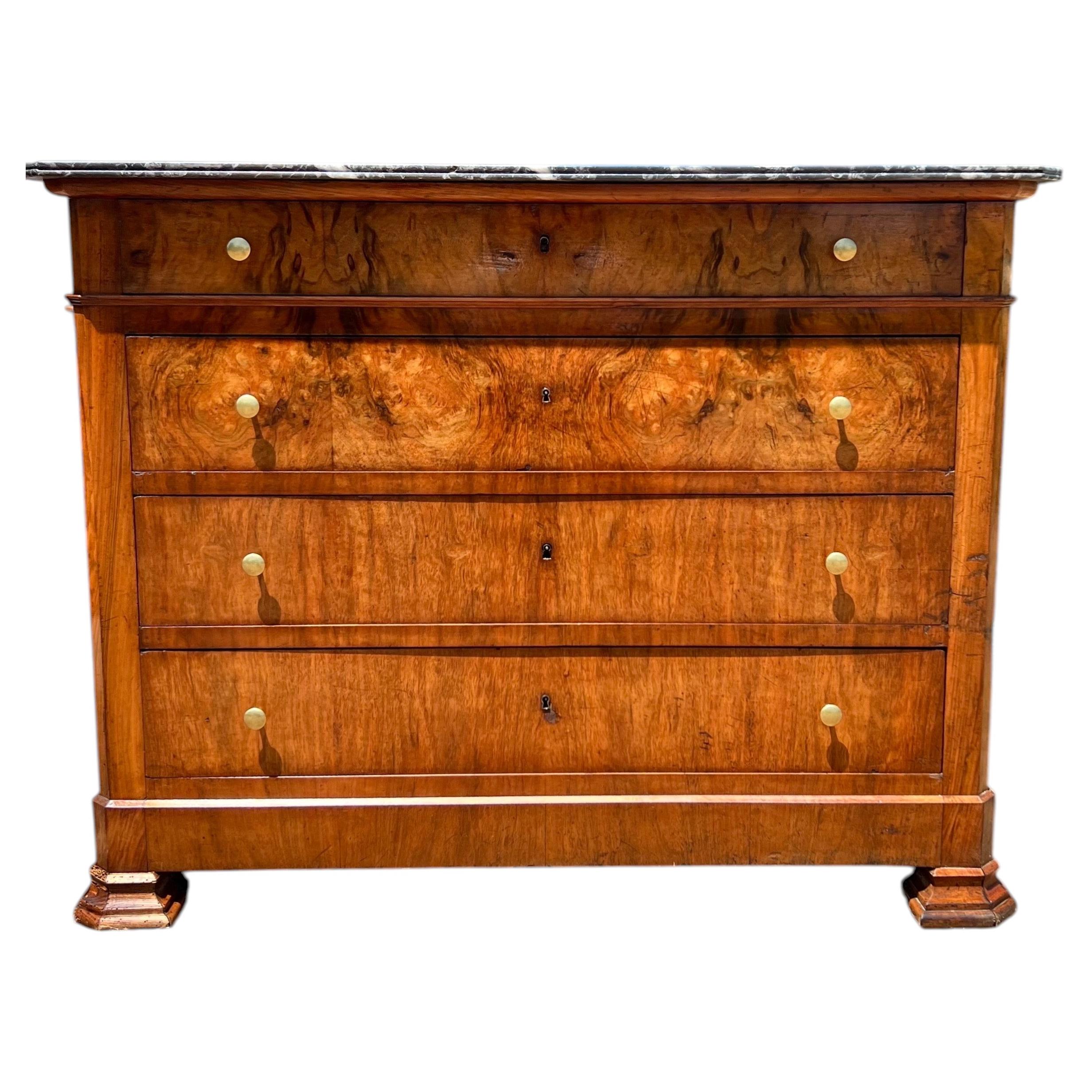 French 19th Century Louis Philippe Solid Walnut Chest of Drawers / Commode