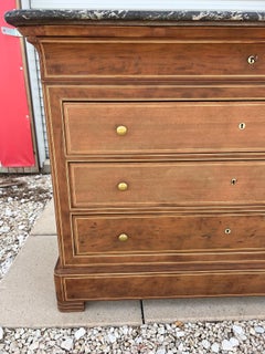 French 19th Century Louis Philippe Bleached Solid Walnut Marble Top Commode