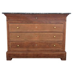 French 19th Century Louis Philippe Bleached Solid Walnut Marble Top Commode