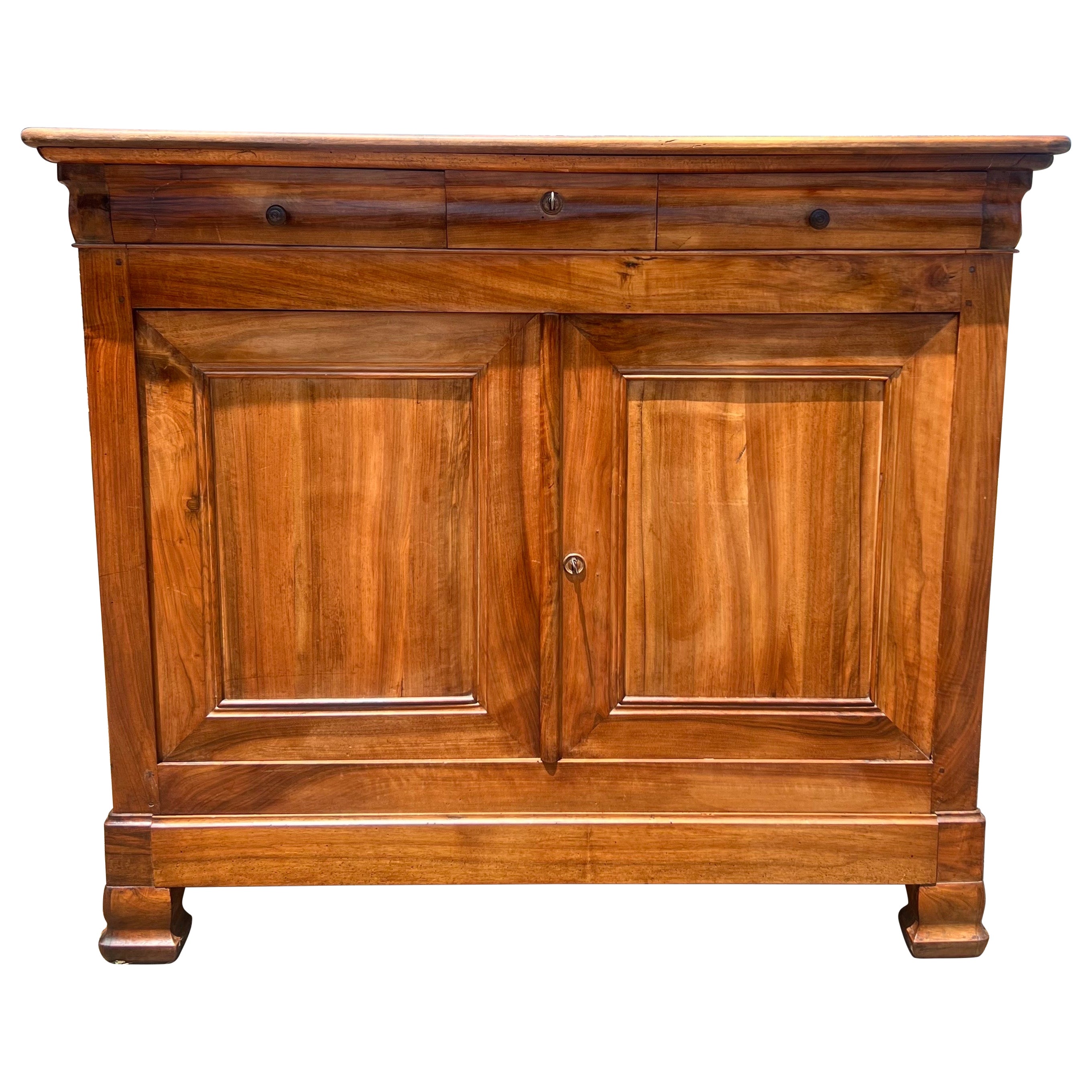 French 19th Century Louis Philippe Solid Walnut Two Door Buffet For Sale