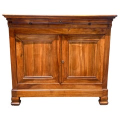 French 19th Century Louis Philippe Solid Walnut Two Door Buffet