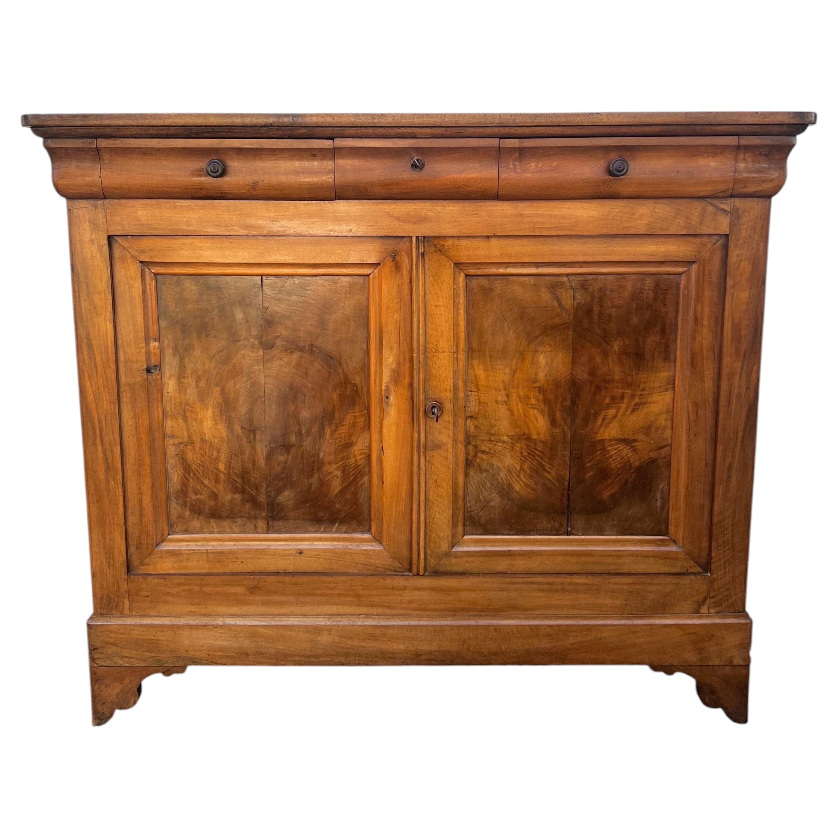 French 19th Century Louis Philippe Solid Walnut Two Door Buffet For Sale