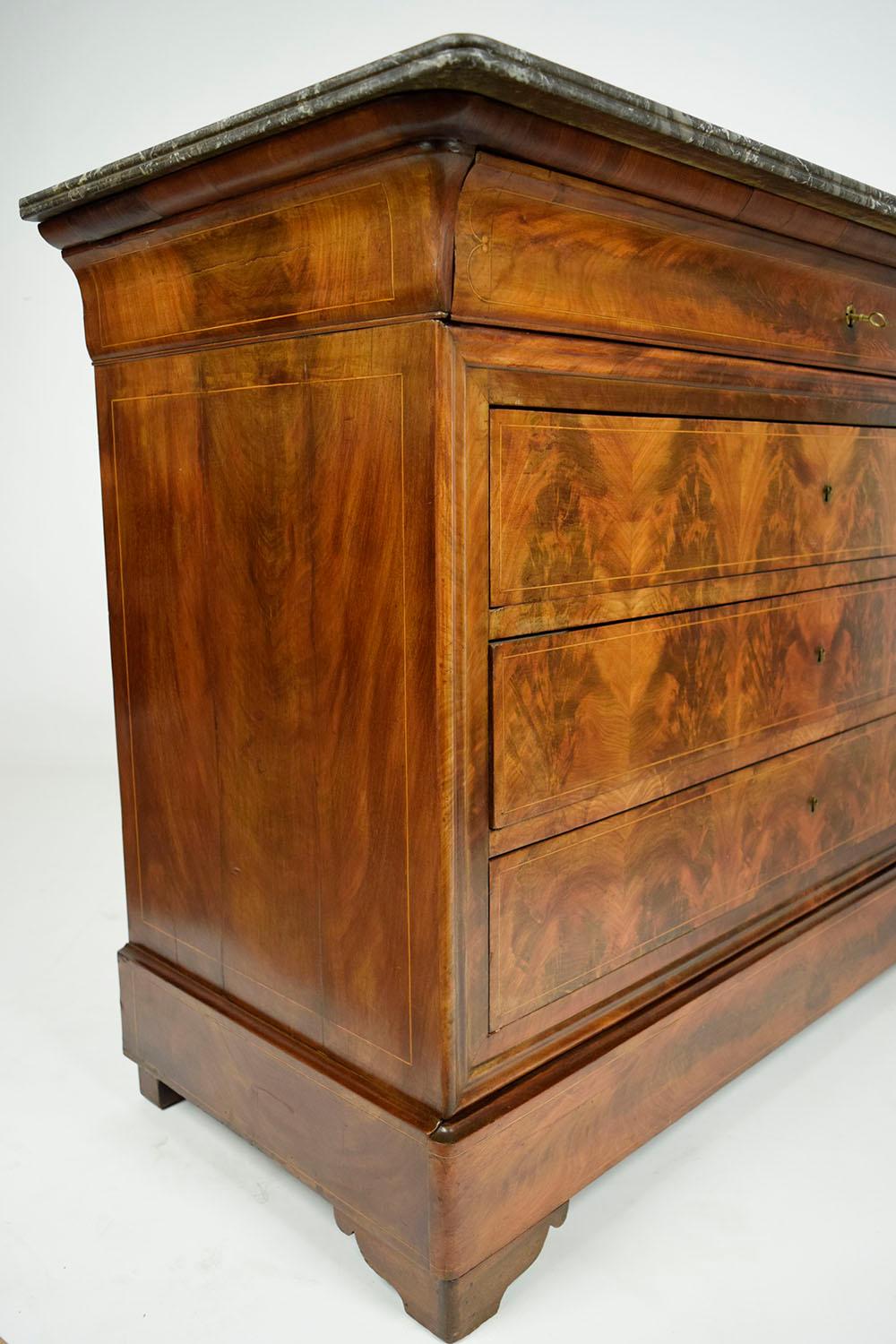 Marble French 19th Century Louis Philippe-Style Chest of Drawers