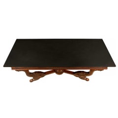 French 19th Century Louis Philippe Style Mahogany and Black Stone Console