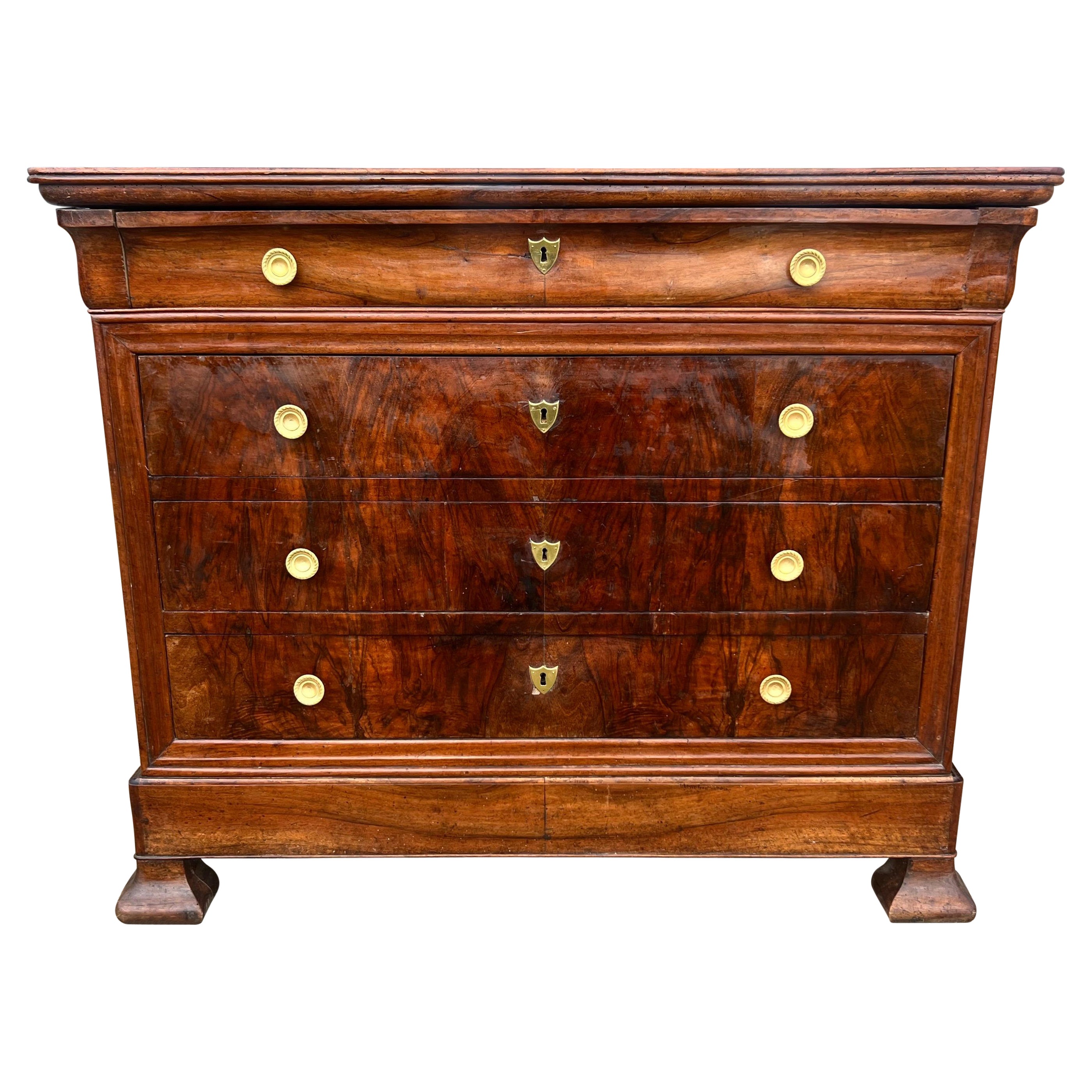 French 19th Century Louis Philippe Walnut Chest of Drawers For Sale