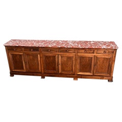 French 19th Century Louis Philippe Walnut Enfilade with Red Marble Top