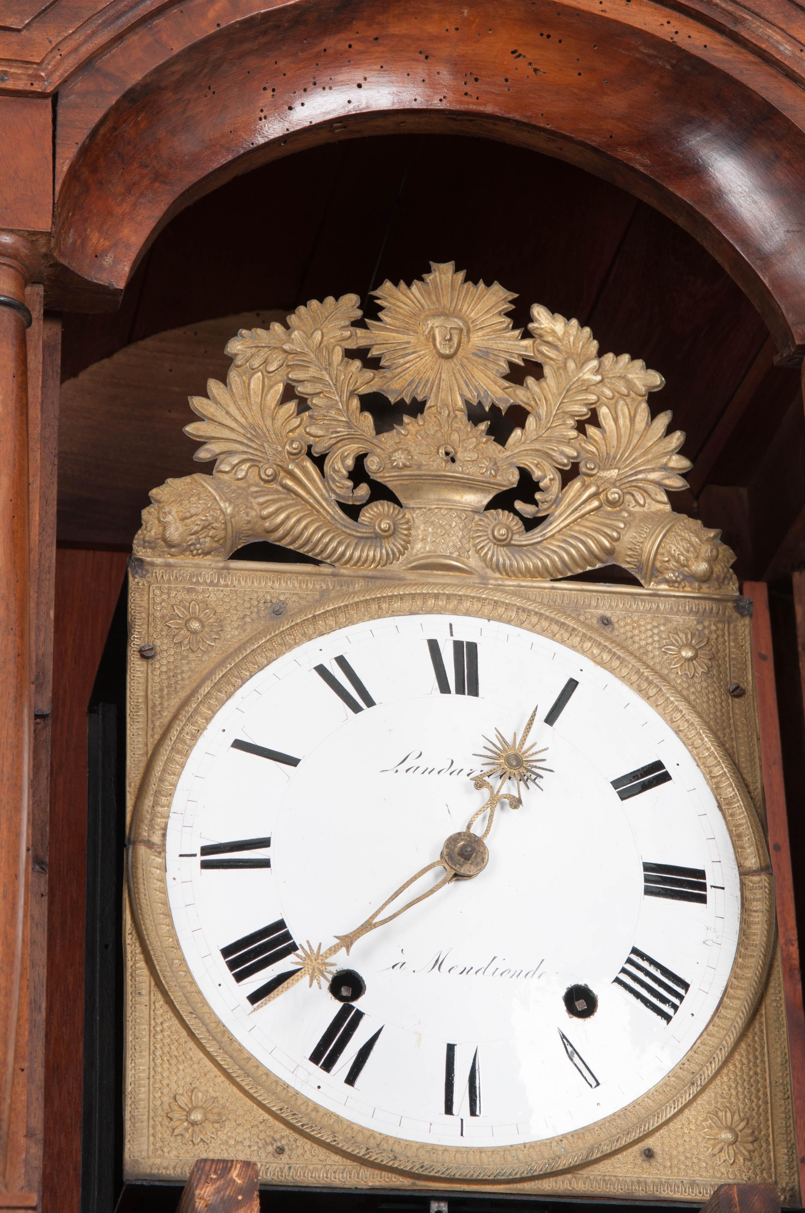 French 19th Century Louis Philippe Walnut Tall Case Clock In Good Condition In Baton Rouge, LA