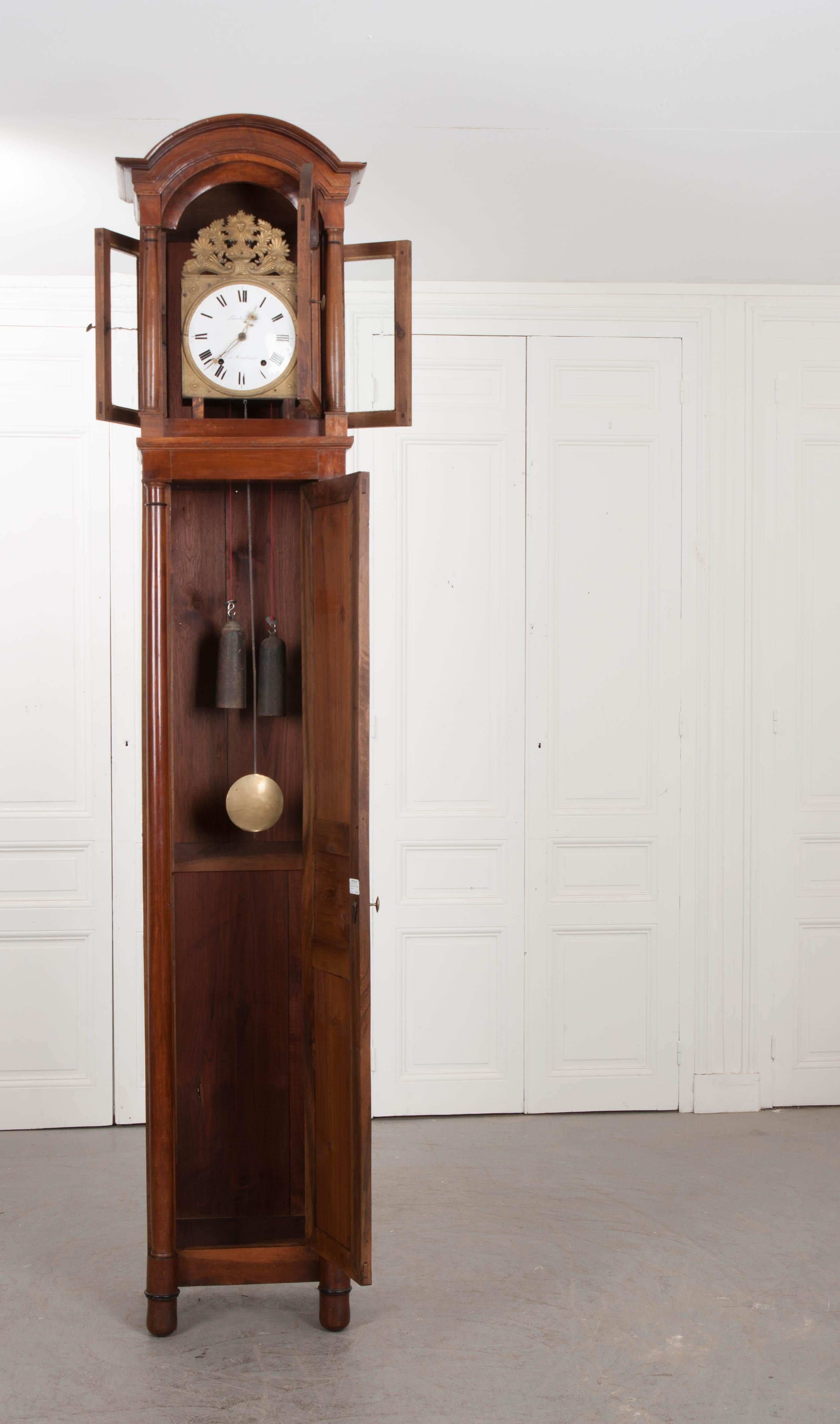 French 19th Century Louis Philippe Walnut Tall Case Clock 2