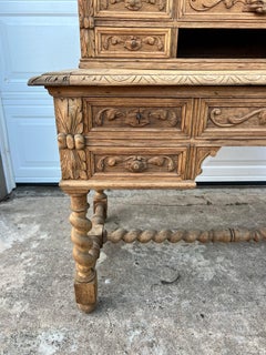 French 19th Century Louis XIII Bleached Solid Oak Desk