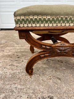 French 19th Century Louis XIII Solid Walnut Upholstery Stool