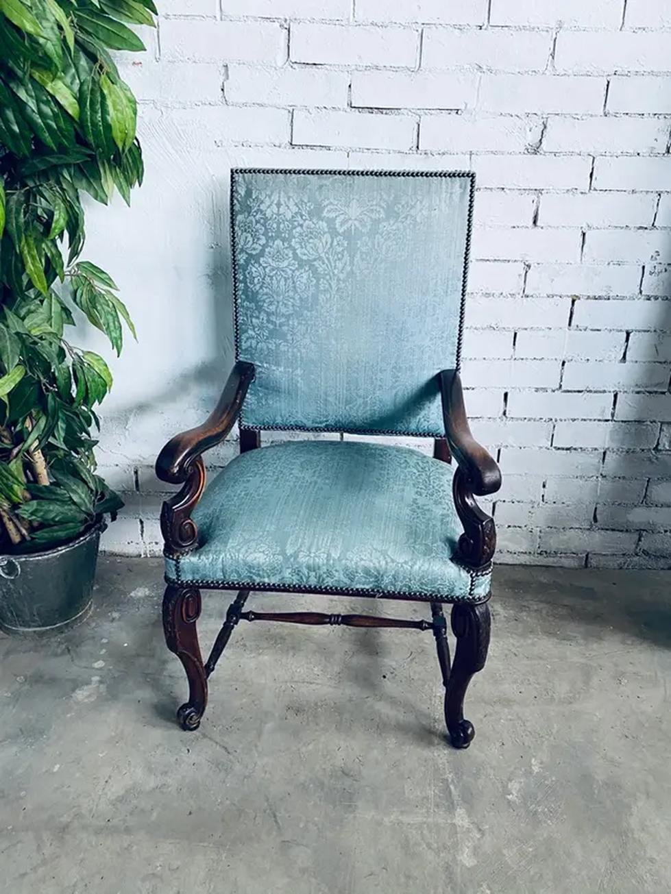Armchair French  Louis XIII Style Fauteuil 19th Century For Sale 3