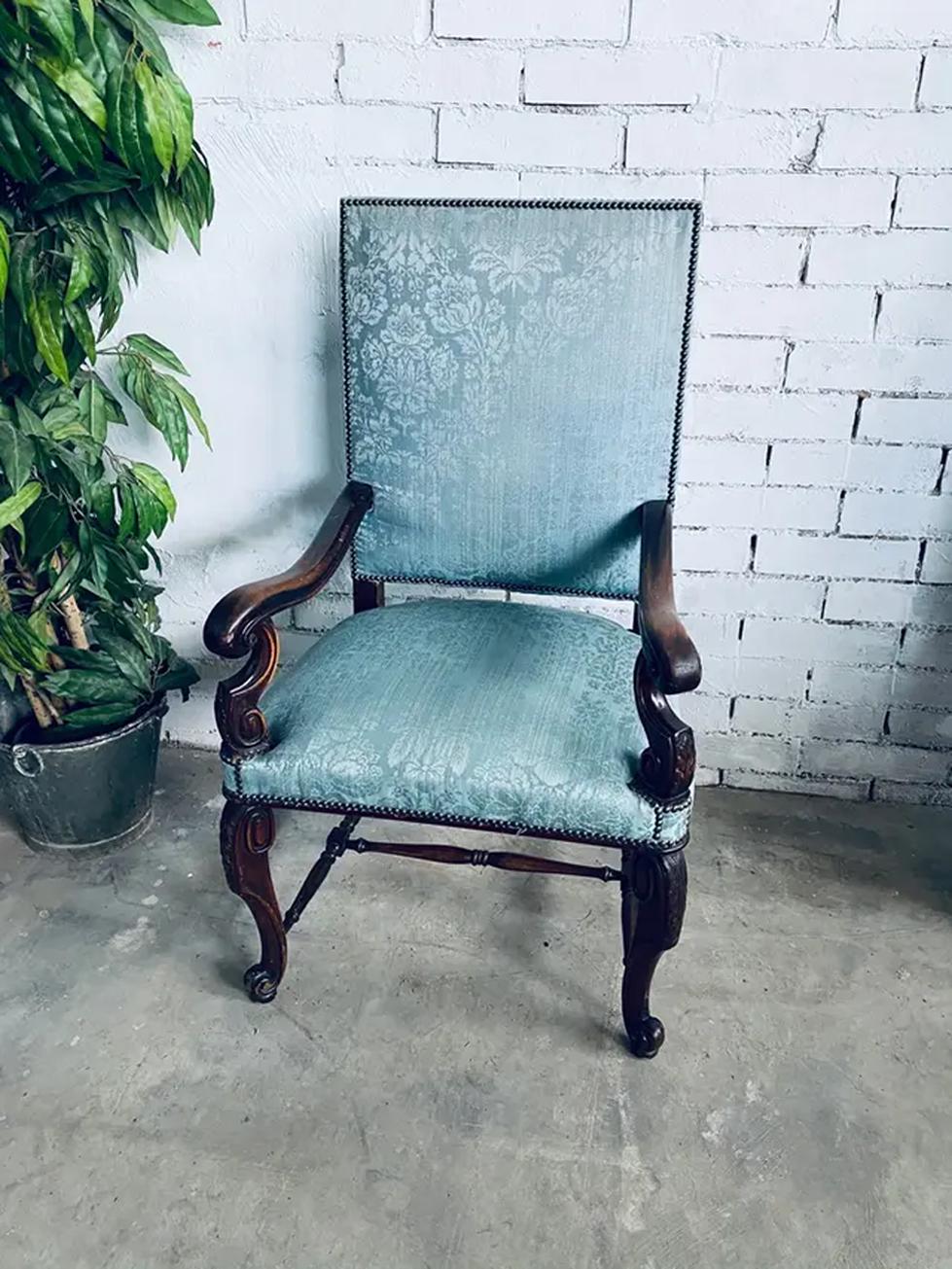 Armchair French  Louis XIII Style Fauteuil 19th Century For Sale 5